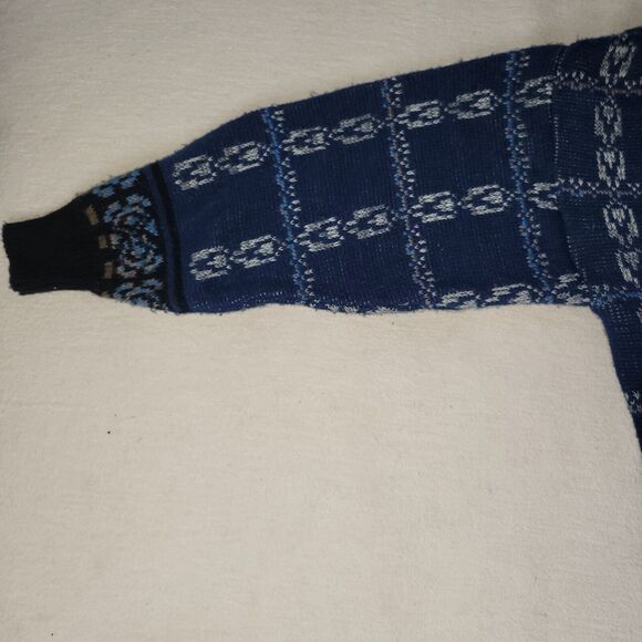 Vtg Gitano Sweater Mens Sz S Blue Knit 80s Aztec Ski Snow Korea Button Retro - Picture 5 of 16
